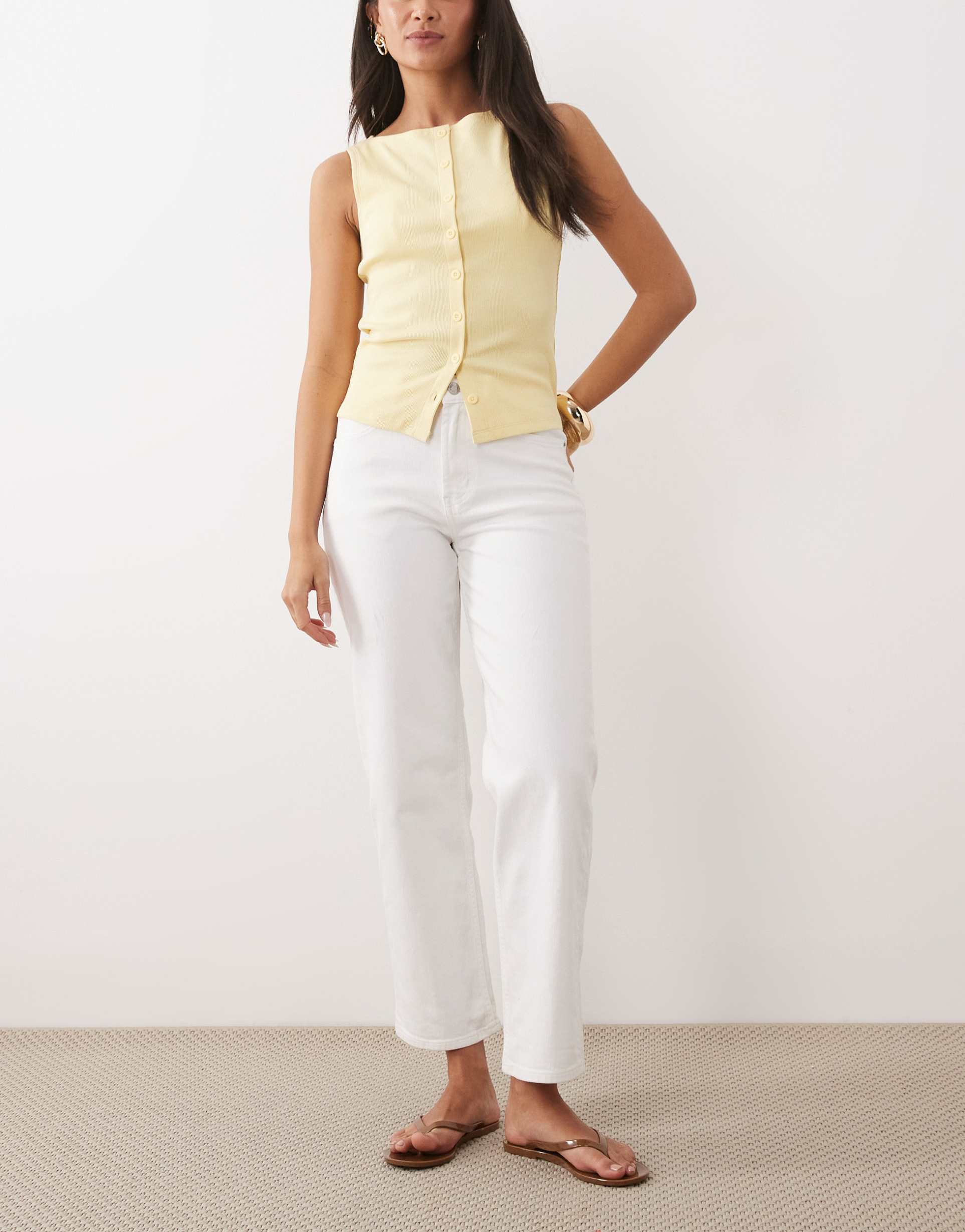 asos design ankle grazer comfort stretch straight leg jeans in white