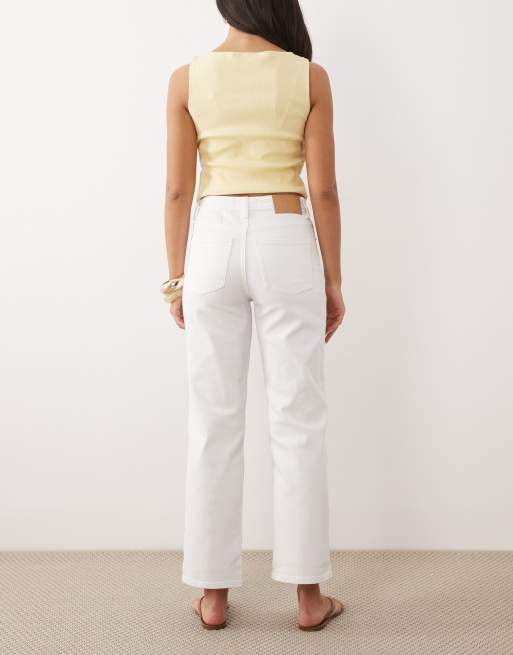 ASOS DESIGN ankle grazer comfort stretch straight leg jeans in white, 2 of 5