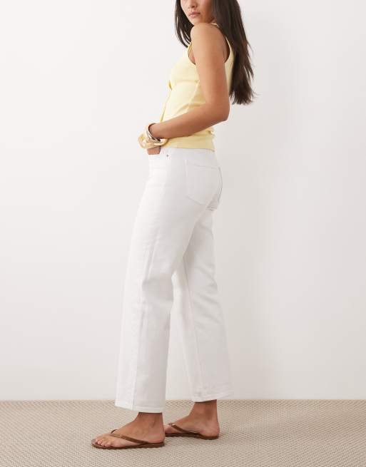 ASOS DESIGN ankle grazer comfort stretch straight leg jeans in white, 3 of 5