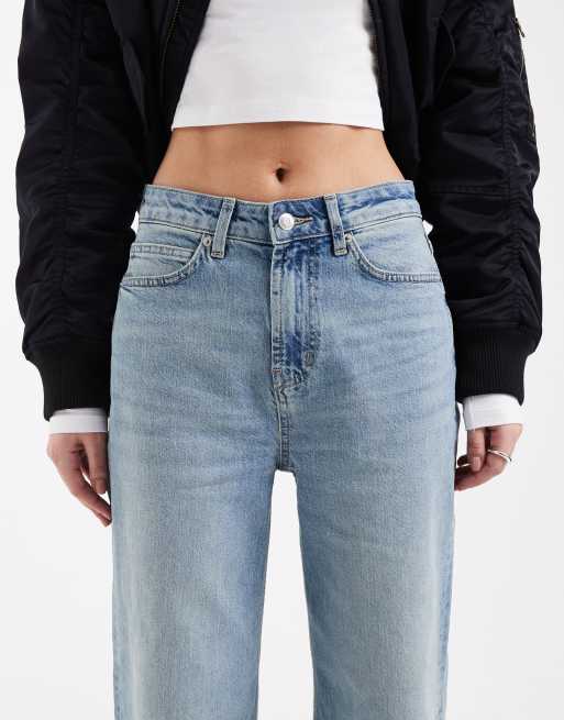 ASOS DESIGN ankle grazer high waist straight wide leg jeans in lightwash, 5 of 5
