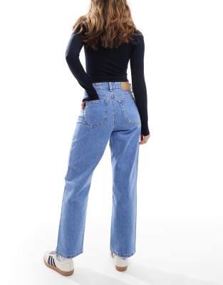 Asos Design Ankle Grazer Straight Leg Jeans In Blue