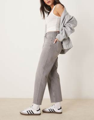 Asos Design Ankle Grazer Straight Leg Jeans In Gray