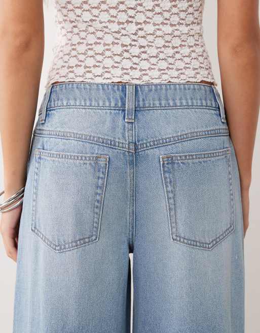 ASOS DESIGN ankle grazer wide leg jeans with front pocket in light wash, 4 of 5