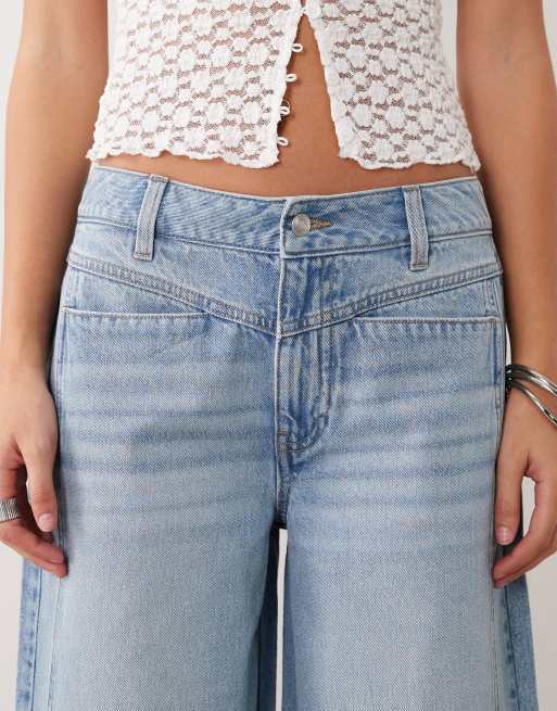ASOS DESIGN ankle grazer wide leg jeans with front pocket in light wash, 5 of 5