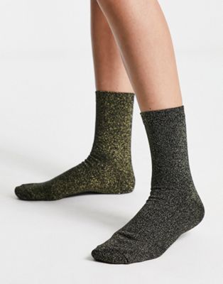 ASOS DESIGN ankle length socks in gold glitter - ASOS Price Checker