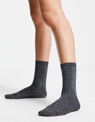 ASOS DESIGN ankle length socks in silver glitter