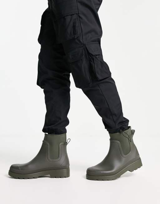 エイソス ASOS DESIGN wellington boots in khaki メンズ-