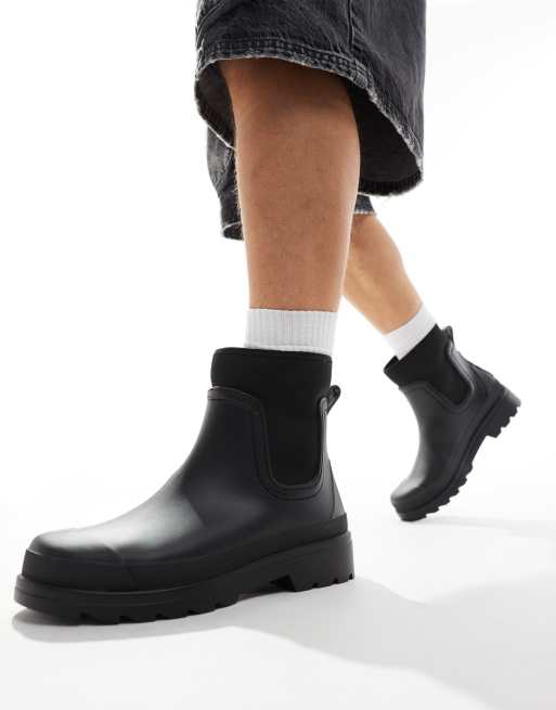 FhyzicsShops DESIGN ankle rubber boots in black pu with roman numeral detail