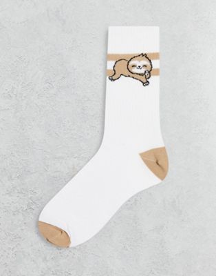 ASOS DESIGN ankle socks with sloth design