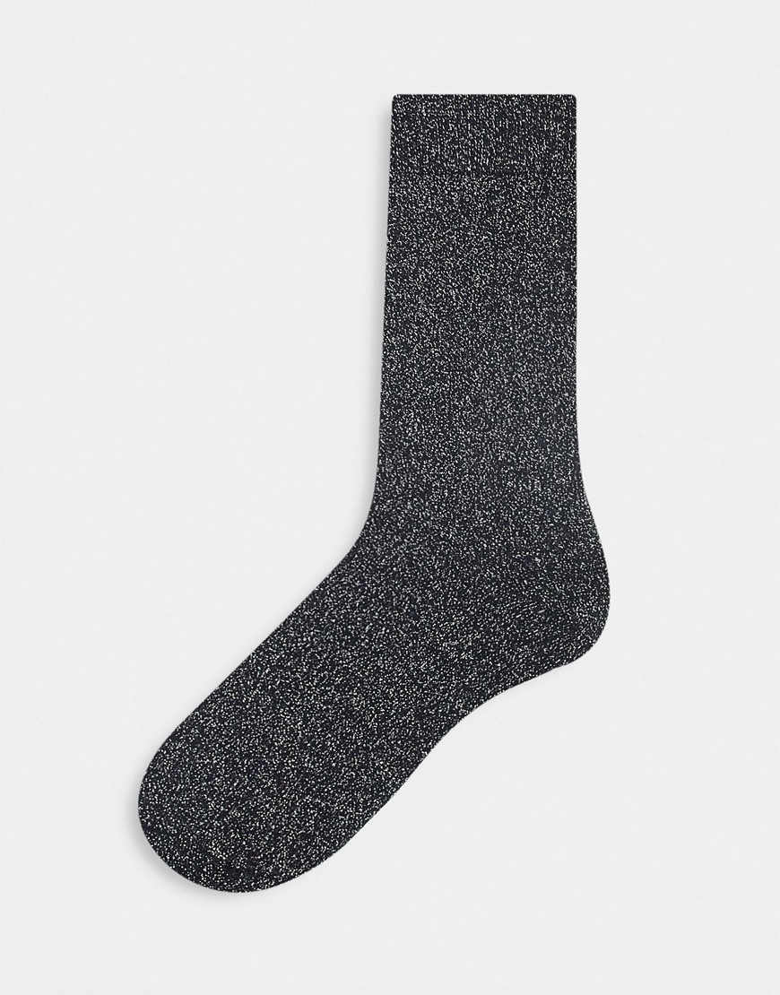 ASOS DESIGN ankle socks in black metallic