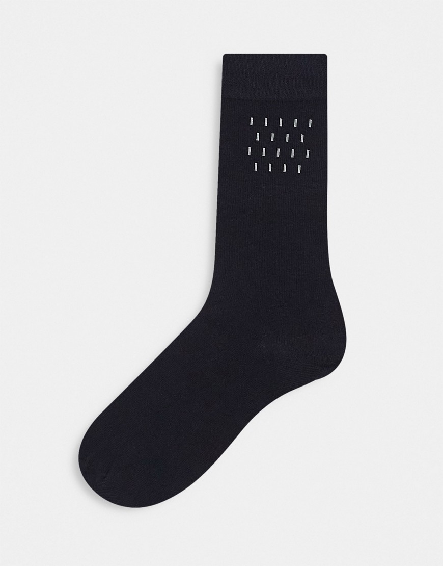 ASOS DESIGN ankle socks in black with foiling