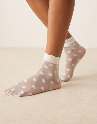 Asos Design Ankle Socks With Frill Top In White