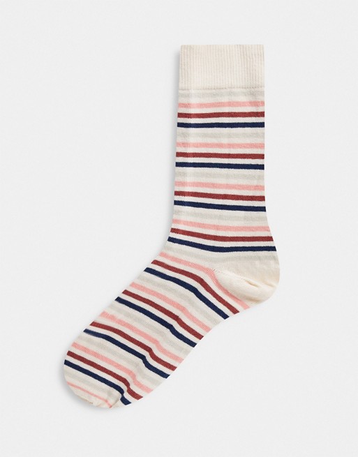 ASOS DESIGN ankle socks with rainbow stripes in white
