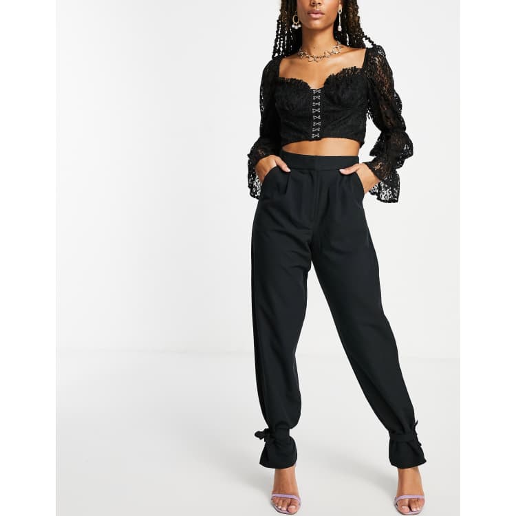 High waisted sash tie best sale ankle pant