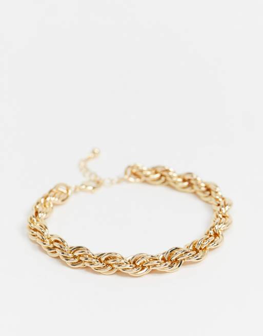ASOS DESIGN anklet in 10mm rope chain in gold tone ASOS