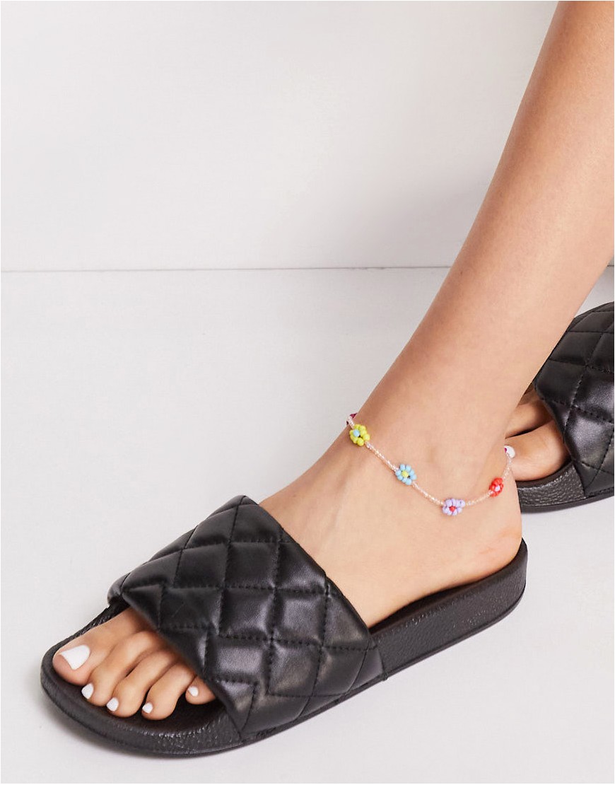 ASOS DESIGN anklet with colorful beads-Multi