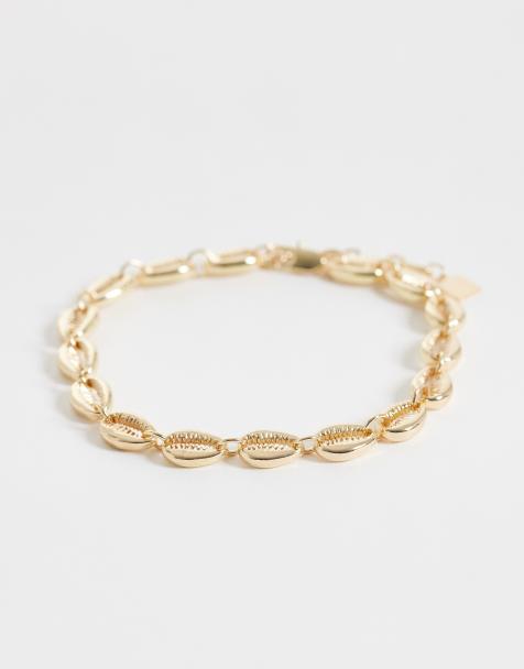 ASOS DESIGN anklet with faux shell in gold tone - view 1