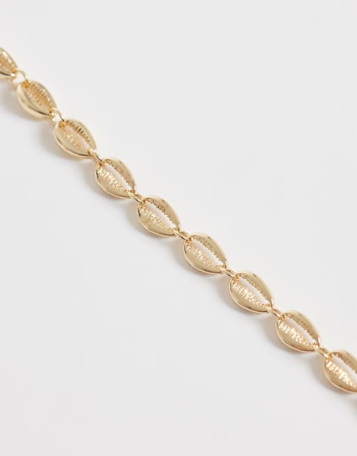 ASOS DESIGN anklet with faux shell in gold tone, 3 of 3