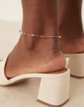 [ASOS DESIGN] ASOS DESIGN anklet with semi precious chippings in gold tone No Size gold