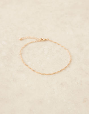 Asos Design Anklet With Wiggle Detail In Gold