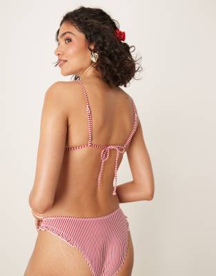 ASOS DESIGN ANNA SEERSUCKER TRIANGLE BIKINI TOP 
