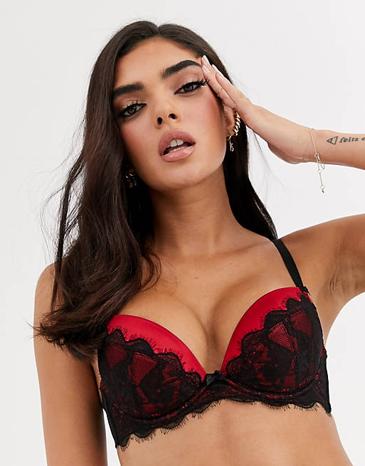 ASOS DESIGN Annalise padded plunge underwire bra with lace scallop overlay  | ASOS