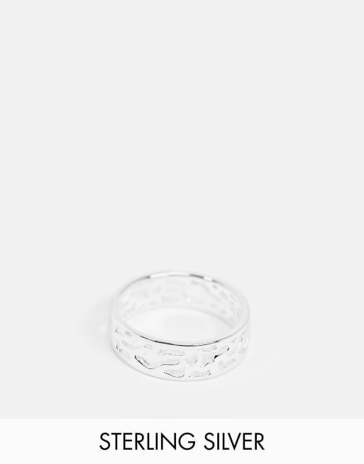 ASOS DESIGN - Anneau en argent massif avec motif camouflage - Argent