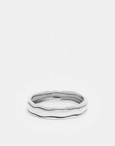 ASOS DESIGN - Anneau en argent massif avec motif fondu - Argenté - view 1