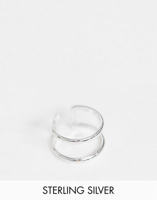 Bijoux  Anneau en argent massif design double anneau - Argenté