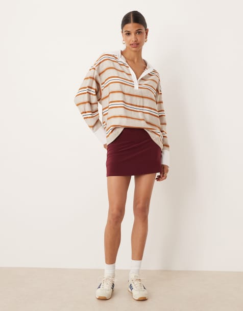 ASOS DESIGN – Anschmiegsamer Skort in Burgunderrot mit Knopfdetail - view 1