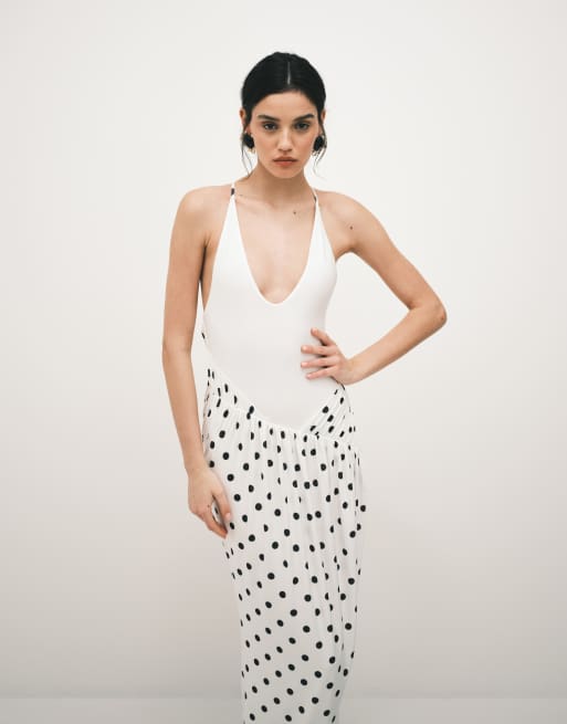 ASOS DESIGN – Anschmiegsames 2-in-1-Trägerkleid mit Wickelrock und Polka Dots, 3 von 4