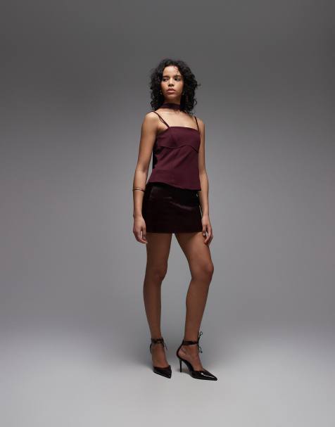 ASOS DESIGN – Anschmiegsames Camisole-Oberteil aus Twill mit geschwungener Brustpartie - view 1