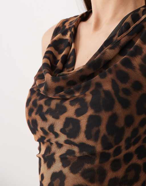 ASOS DESIGN – Anschmiegsames, drapiertes Oberteil aus Netzstoff mit Animal-Print, 2 von 4