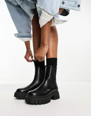 ASOS DESIGN - Anthem - Chelsea-Stiefel in Schwarz mit dicker Sohle