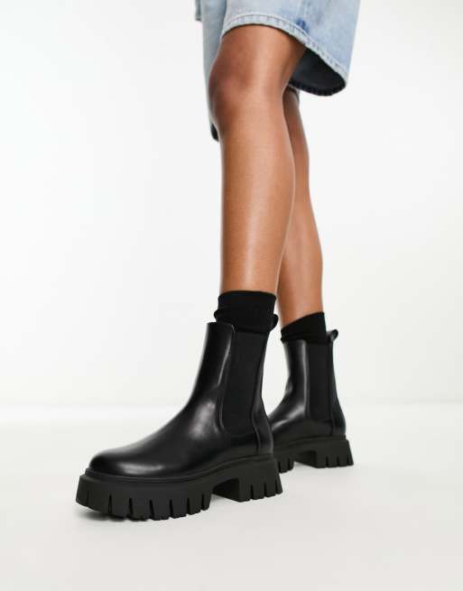 ASOS DESIGN Anthem Chelsea Stiefel in Schwarz mit dicker Sohle