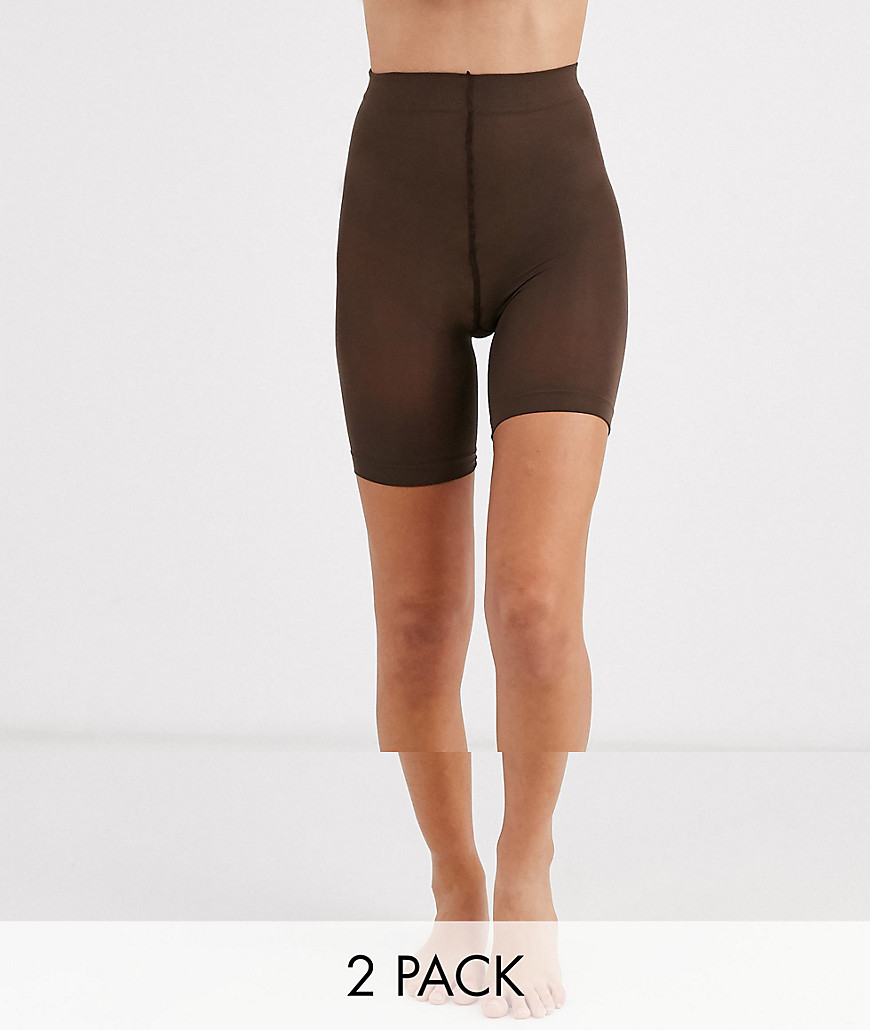 ASOS DESIGN anti-chafing shorts 2 pack in Umber-Brown