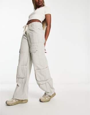 ASOS DESIGN anti fit oversized cargo with multi pockets in washed grey