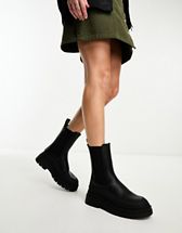 Raid Lizzo flat boots with contrast knit panel in beige | ASOS