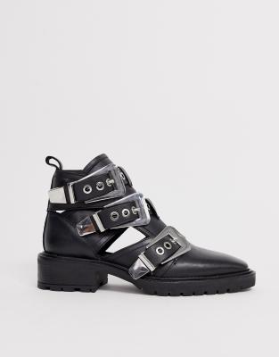 ASOS DESIGN Rookie Leather Cut Out Boots, $23, Asos