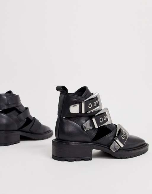 Change of Plans Black Cutout Ankle Boots