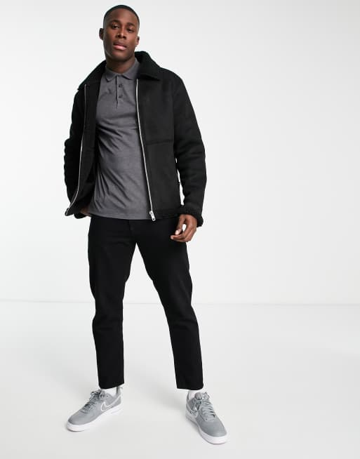 ASOS DESIGN – Antracytowa koszulka polo z dżerseju, 4 z 4