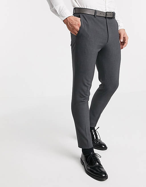 ASOS DESIGN – Antracytowe bardzo obcisłe spodnie garniturowe z czterokierunkowym stretchem