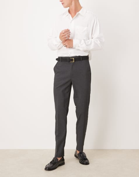 ASOS DESIGN – Antracytowe eleganckie spodnie o dopasowanym kroju - view 1