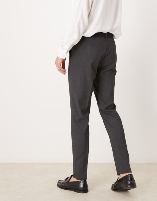 ASOS DESIGN – Antracytowe eleganckie spodnie o dopasowanym kroju, 4 z 5