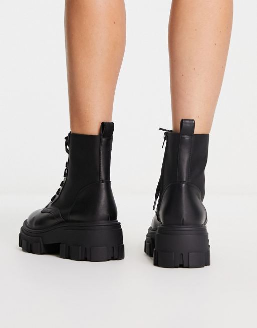 ASOS DESIGN Anya chunky lace up ankle boots in black