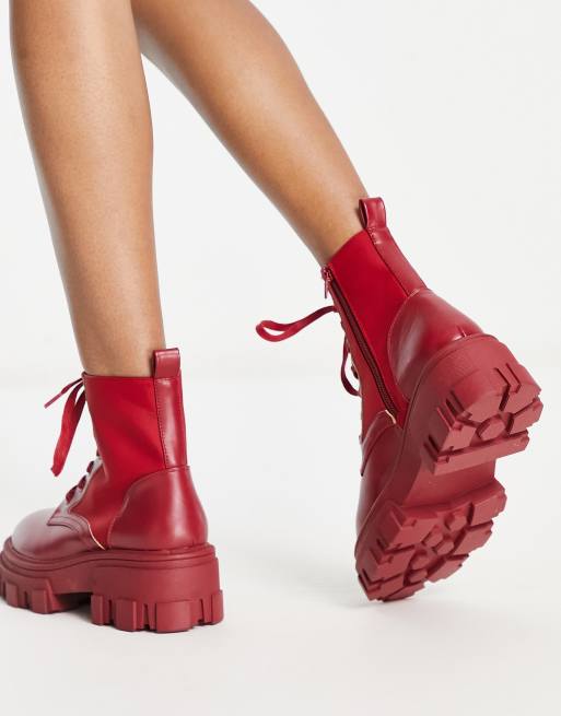 Chunky store red boots