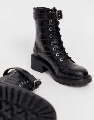 black croc biker boots