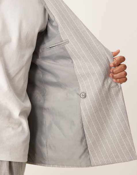 ASOS DESIGN – Anzug in Grau mit Nadelstreifen und normalem Schnitt - view 1