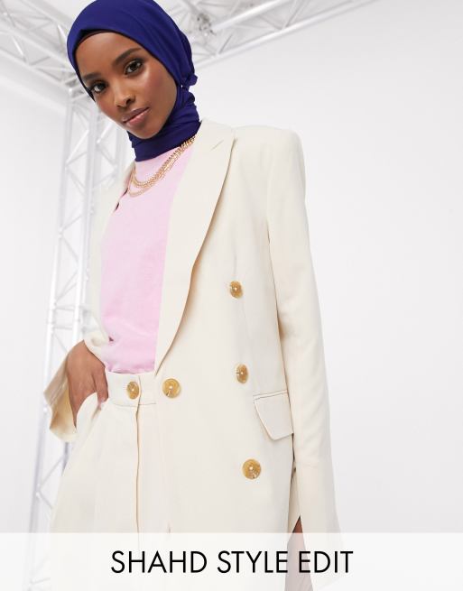 ASOS DESIGN – Anzugblazer in Ecru mit Knöpfen