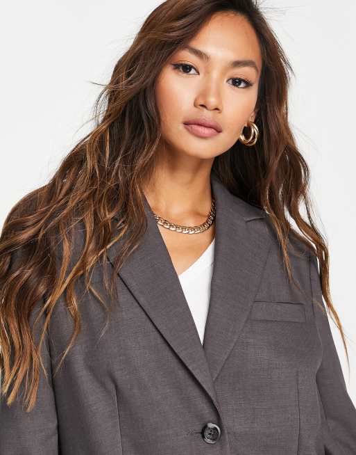 ASOS DESIGN – Anzugblazer mit maskulinem Schnitt in Anthrazit, 3 von 4